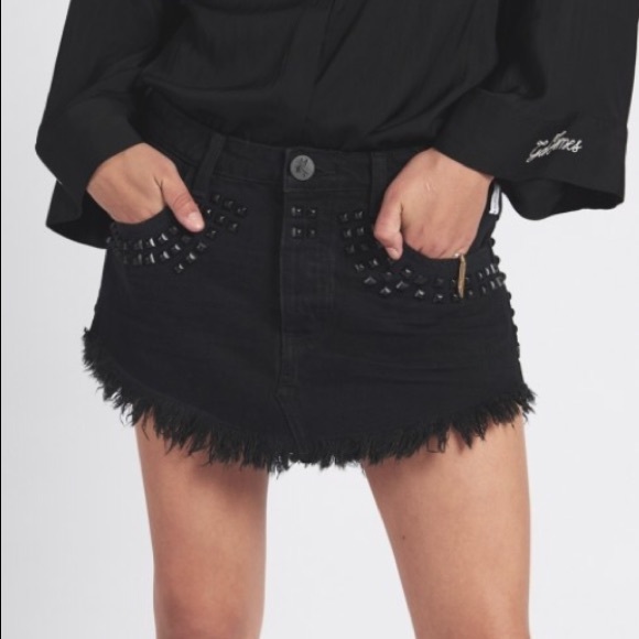 one teaspoon black denim skirt